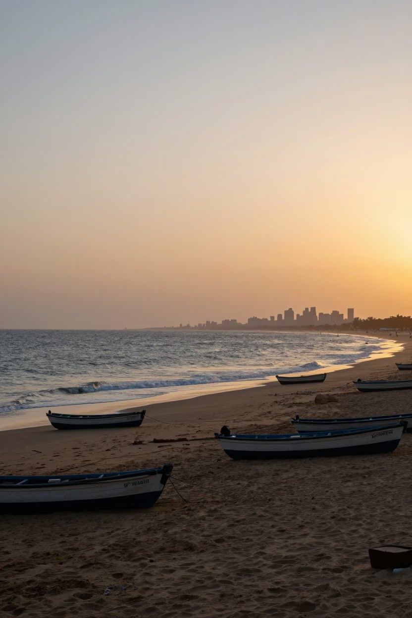 Coastal view of Dakar, Senegal at sunset
